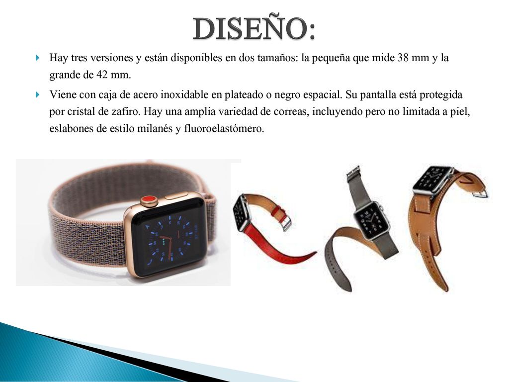 DISEÑO: Hay tres versiones y están disponibles en dos tamaños: la pequeña que mide 38 mm y la grande de 42 mm.