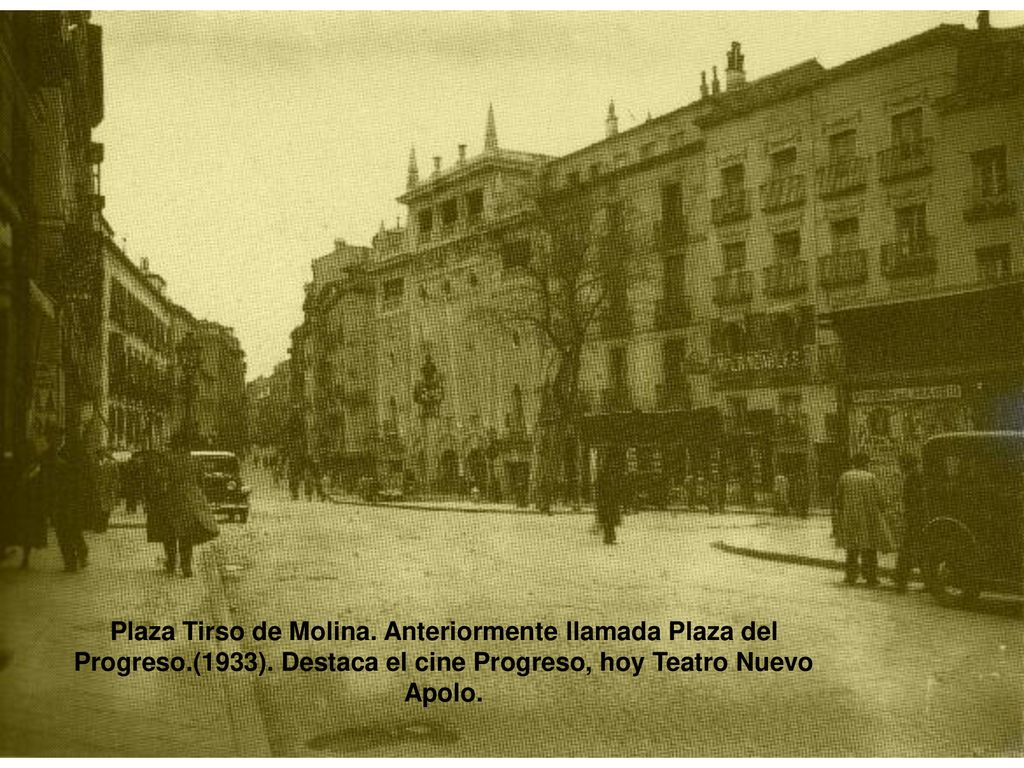 Plaza Tirso de Molina. Anteriormente llamada Plaza del Progreso.(1933).
