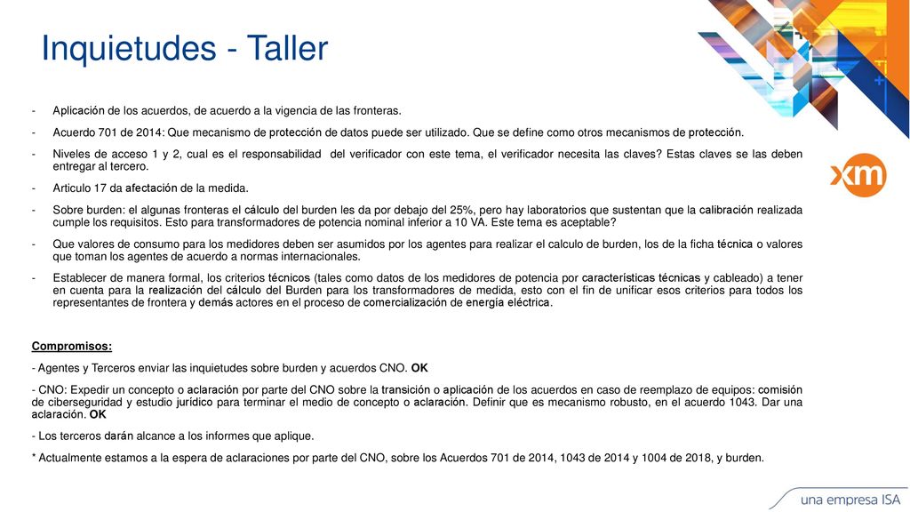 Inquietudes - Taller Aplicación de los acuerdos, de acuerdo a la vigencia de las fronteras.