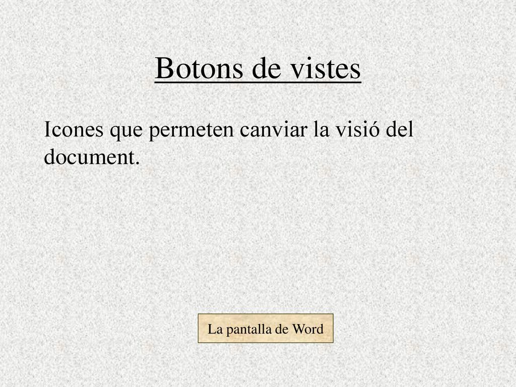 Botons de vistes Icones que permeten canviar la visió del document.
