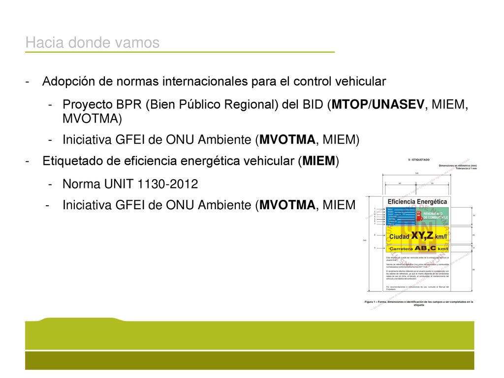 Hacia donde vamos Adopción de normas internacionales para el control vehicular.