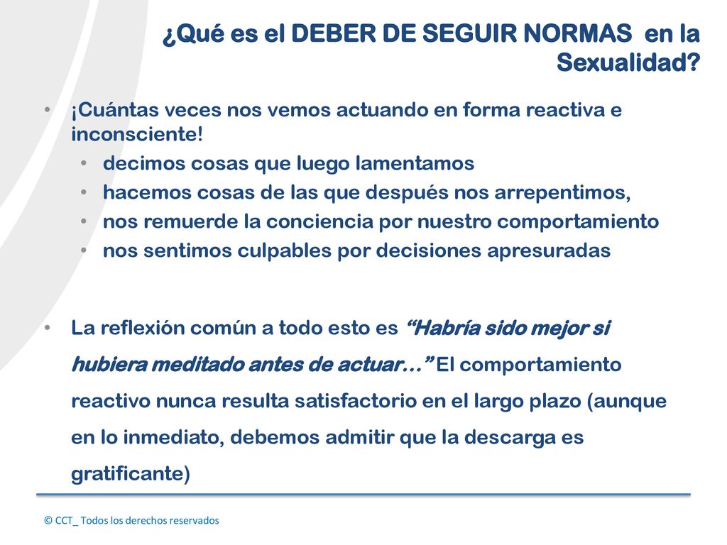 ¿Qué es el DEBER DE SEGUIR NORMAS en la Sexualidad