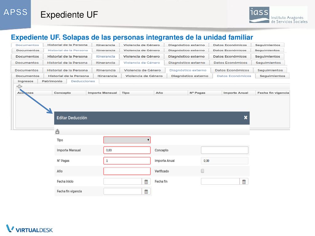 Expediente UF Expediente UF. Solapas de las personas integrantes de la unidad familiar 22