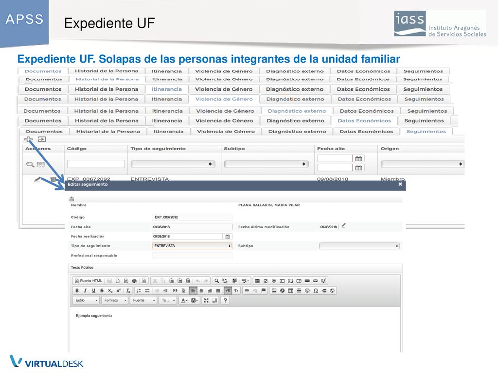 Expediente UF Expediente UF. Solapas de las personas integrantes de la unidad familiar 23