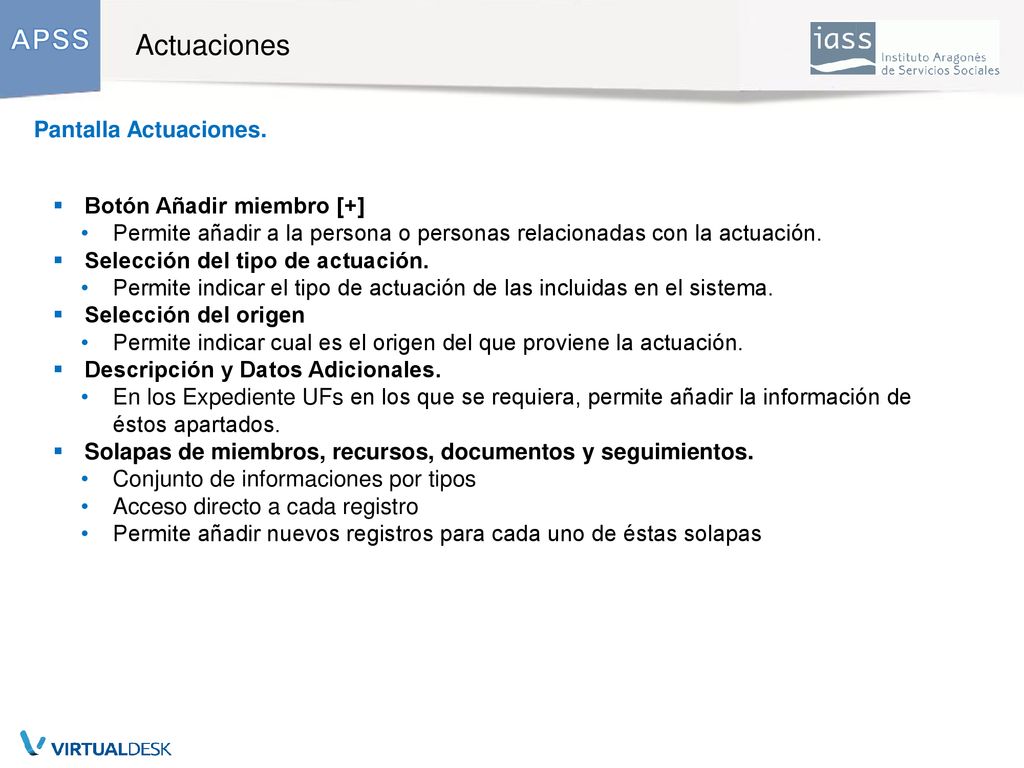 Actuaciones 6 Pantalla Actuaciones. Botón Añadir miembro [+]