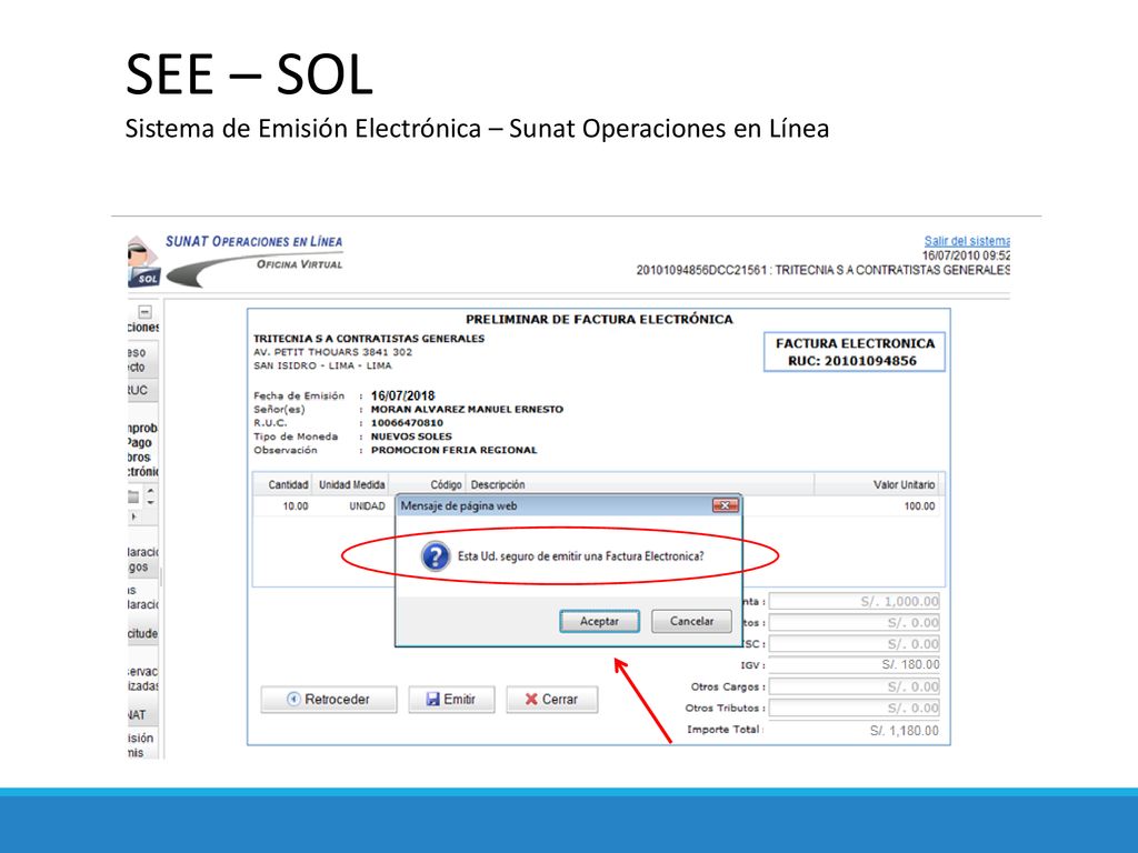 SEE – SOL Sistema de Emisión Electrónica – Sunat Operaciones en Línea