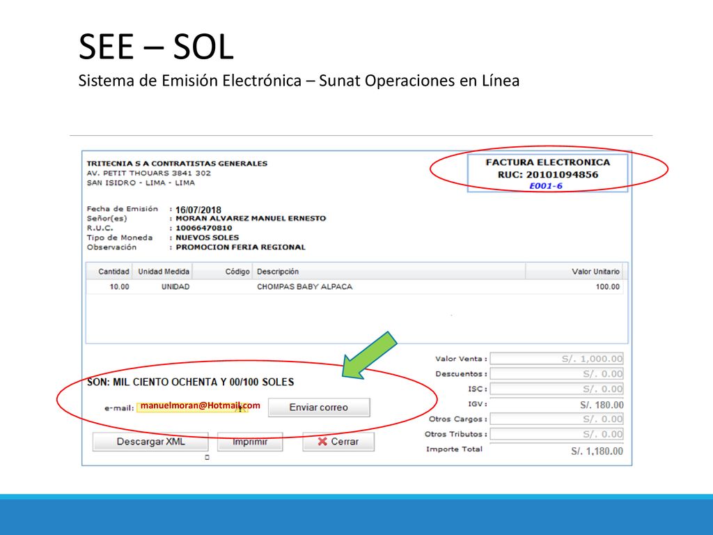 SEE – SOL Sistema de Emisión Electrónica – Sunat Operaciones en Línea