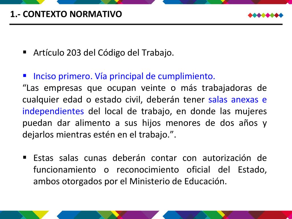 1.- CONTEXTO NORMATIVO Artículo 203 del Código del Trabajo. Inciso primero. Vía principal de cumplimiento.