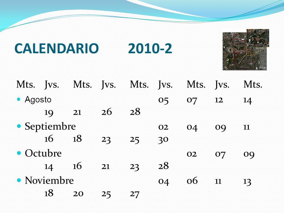 CALENDARIO Mts. Jvs. Mts. Jvs. Mts. Jvs. Mts. Jvs. Mts.