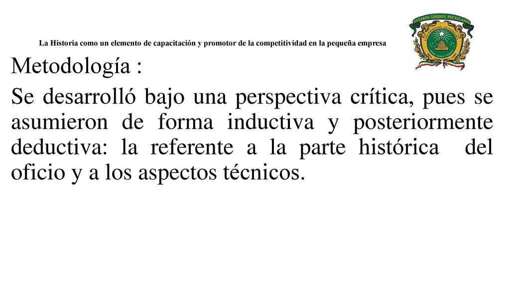 La Historia como un elemento de capacitación y promotor de la competitividad en la pequeña empresa