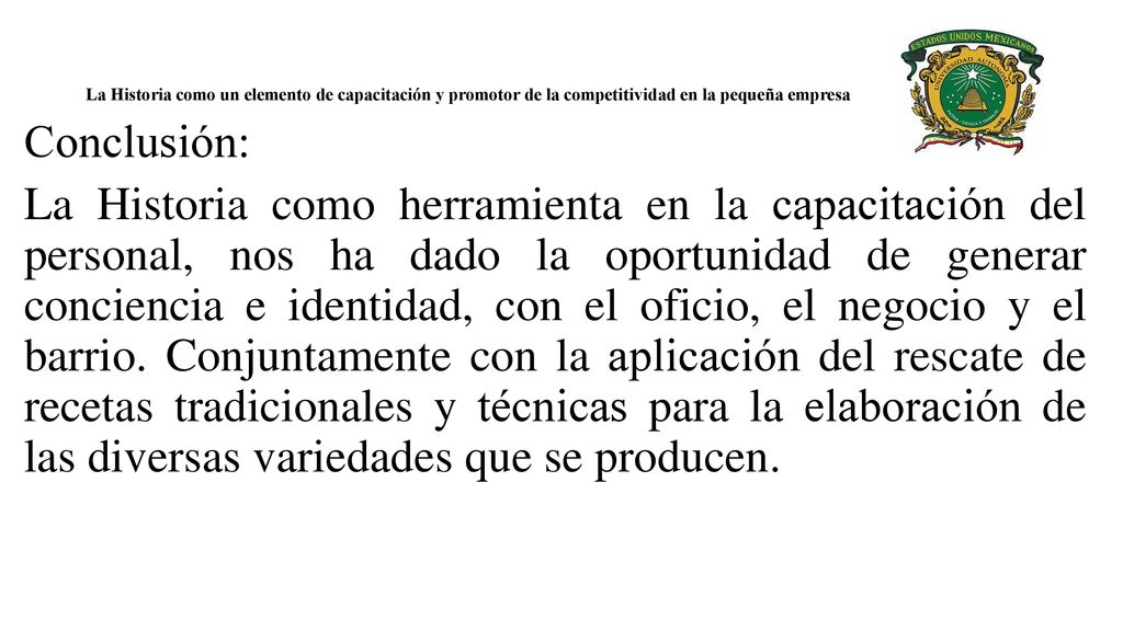 La Historia como un elemento de capacitación y promotor de la competitividad en la pequeña empresa