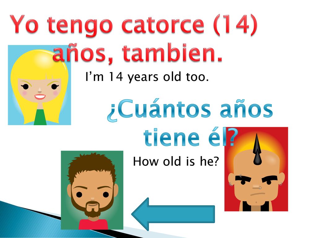 Yo tengo catorce (14) años, tambien. ¿Cuántos años tiene él