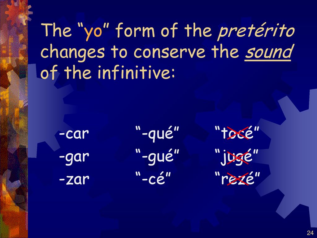The yo form of the pretérito changes to conserve the sound of the infinitive: