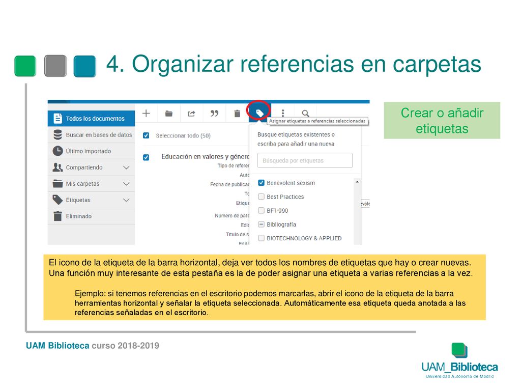 Crear o añadir etiquetas