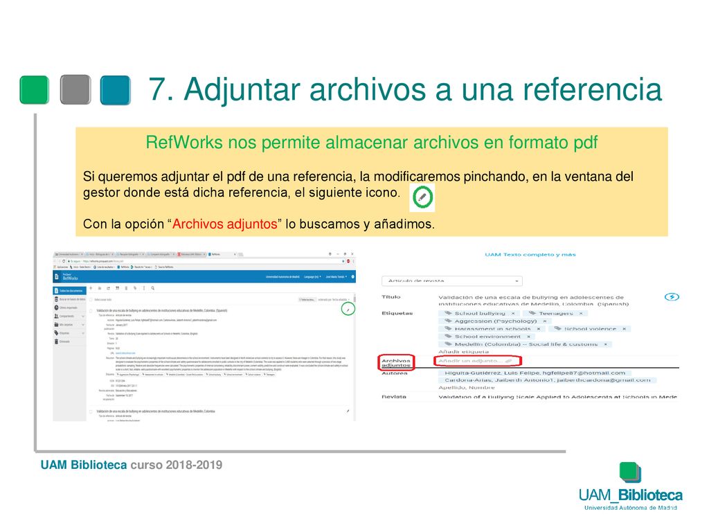 RefWorks nos permite almacenar archivos en formato pdf