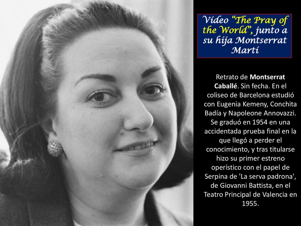 Vídeo The Pray of the World , junto a su hija Montserrat Martí