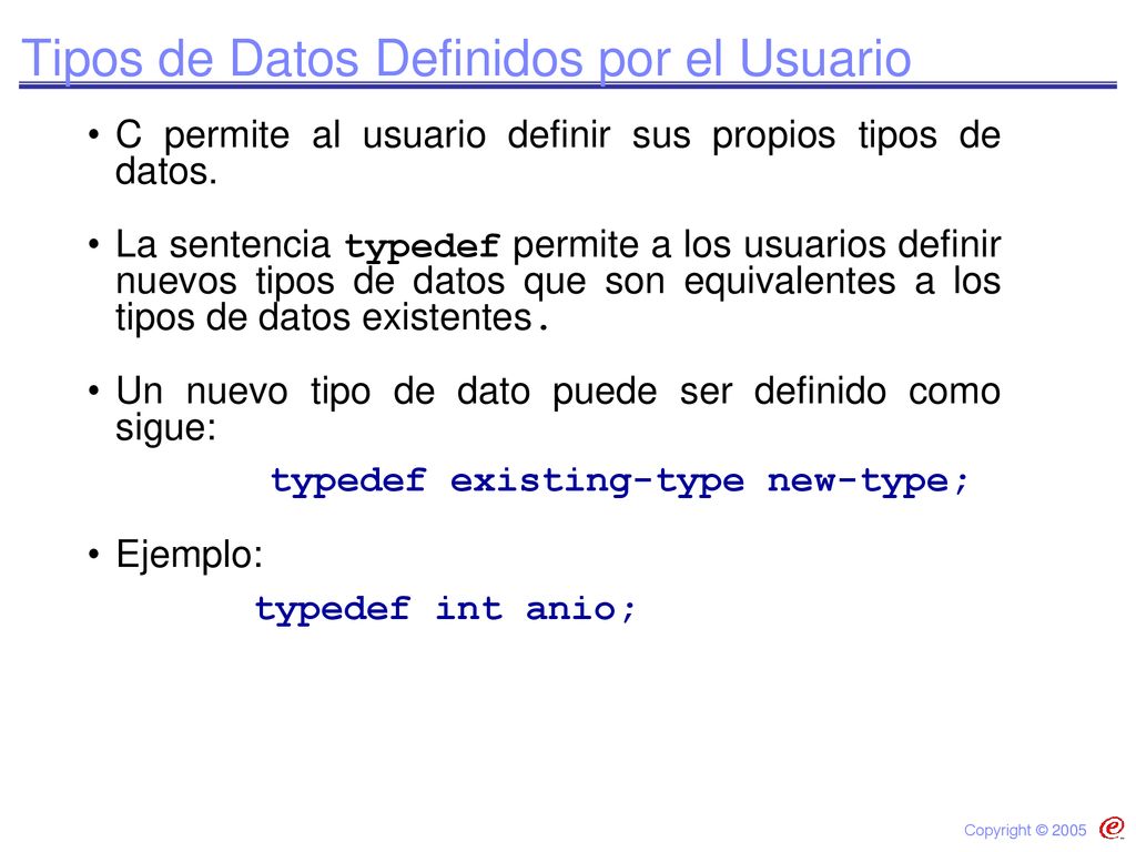 Tipos de Datos Definidos por el Usuario