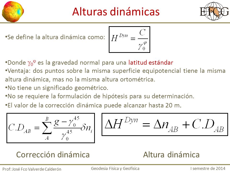 Alturas dinámicas Corrección dinámica Altura dinámica