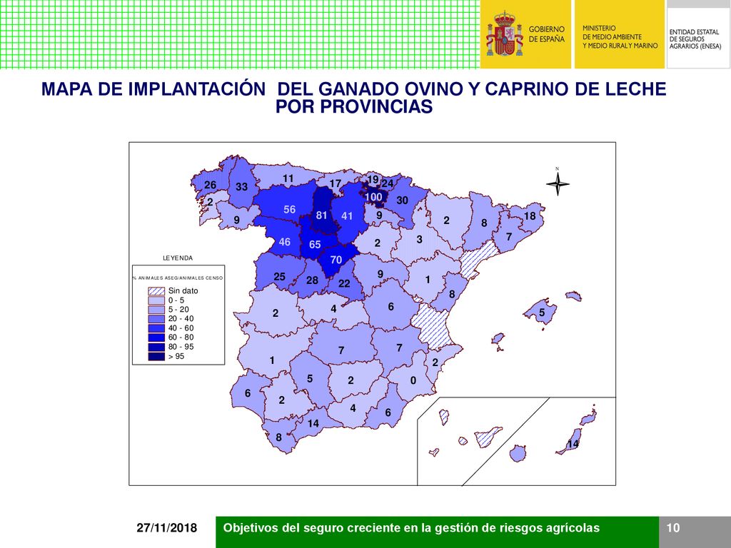 MAPA DE IMPLANTACIÓN DEL GANADO OVINO Y CAPRINO DE LECHE POR PROVINCIAS