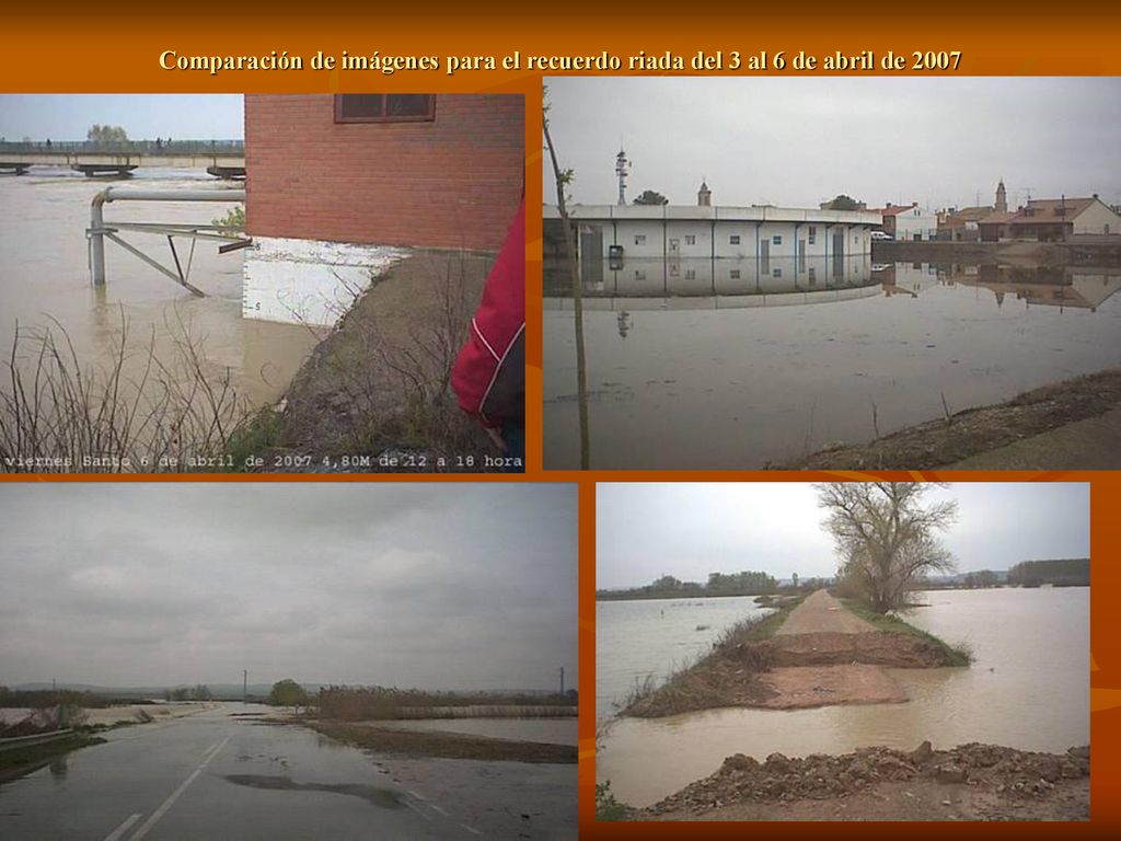 Comparación de imágenes para el recuerdo riada del 3 al 6 de abril de 2007