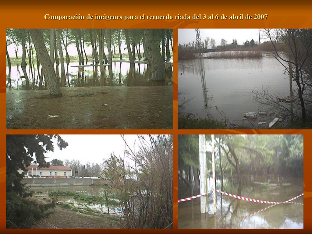 Comparación de imágenes para el recuerdo riada del 3 al 6 de abril de 2007