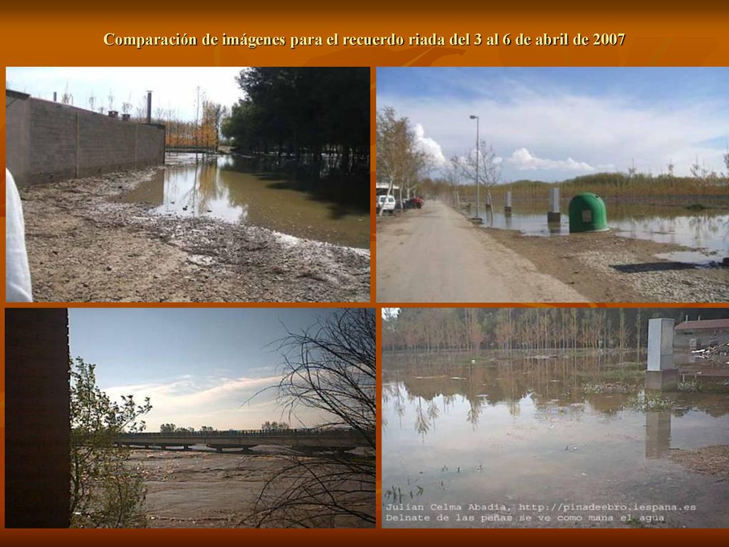 Comparación de imágenes para el recuerdo riada del 3 al 6 de abril de 2007