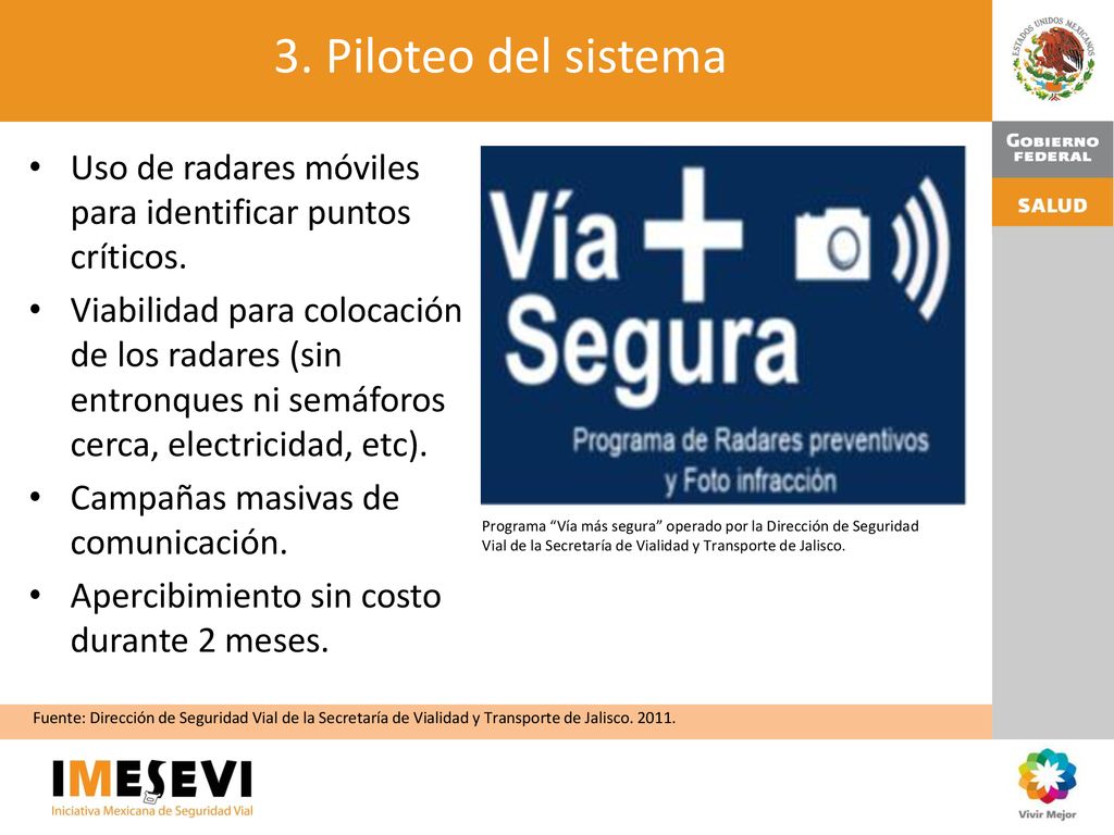3. Piloteo del sistema Uso de radares móviles para identificar puntos críticos.