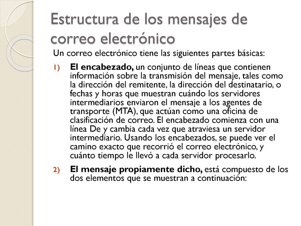 Estructura de los mensajes de correo electrónico