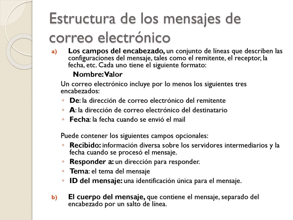 Estructura de los mensajes de correo electrónico
