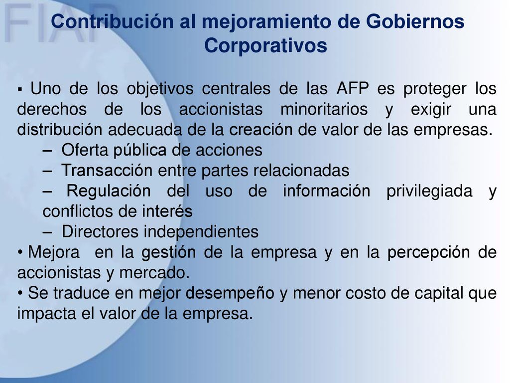 Contribución al mejoramiento de Gobiernos Corporativos