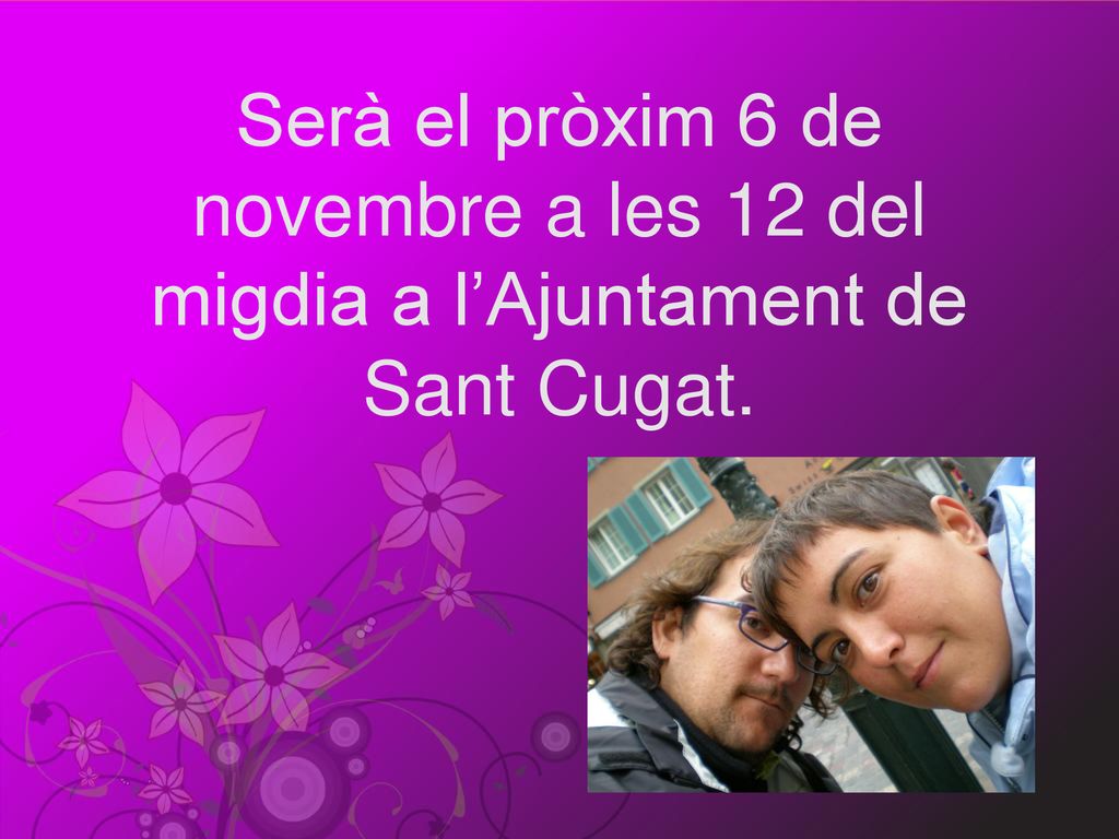 Serà el pròxim 6 de novembre a les 12 del migdia a l’Ajuntament de Sant Cugat.