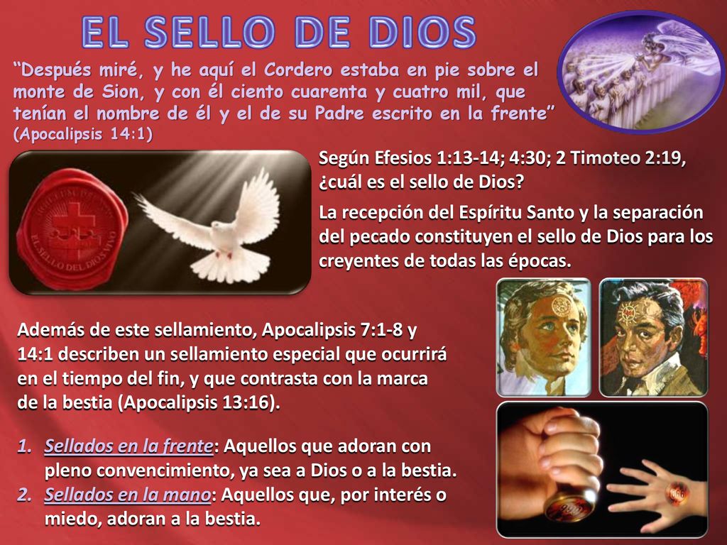 Después miré, y he aquí el Cordero estaba en pie sobre el monte de Sion, y con él ciento cuarenta y cuatro mil, que tenían el nombre de él y el de su Padre escrito en la frente (Apocalipsis 14:1)