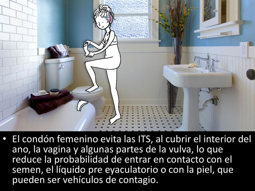 El condón femenino evita las ITS, al cubrir el interior del ano, la vagina y algunas partes de la vulva, lo que reduce la probabilidad de entrar en contacto con el semen, el líquido pre eyaculatorio o con la piel, que pueden ser vehículos de contagio.