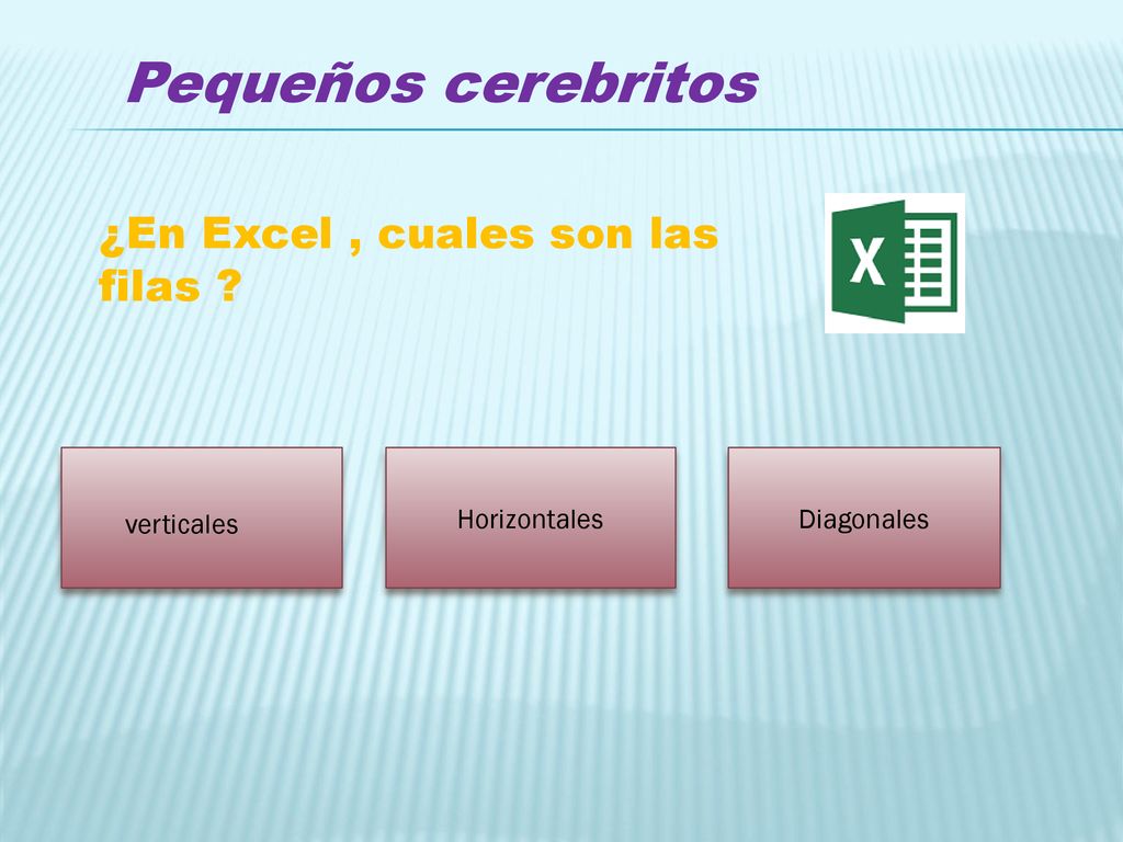 Pequeños cerebritos ¿En Excel , cuales son las filas Horizontales