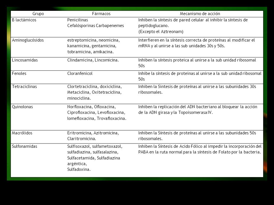 Grupo Fármacos. Mecanismo de acción. B lactámicos. Penicilinas. Cefalósporinas Carbapenemes.