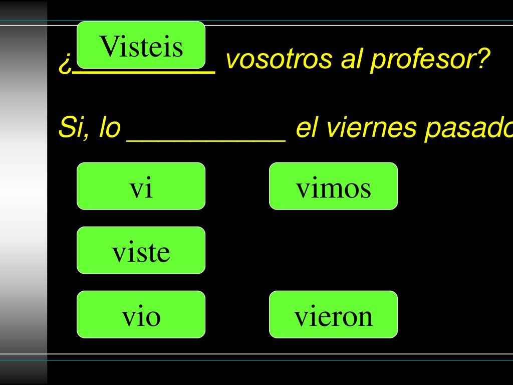 ¿_________ vosotros al profesor Si, lo __________ el viernes pasado.