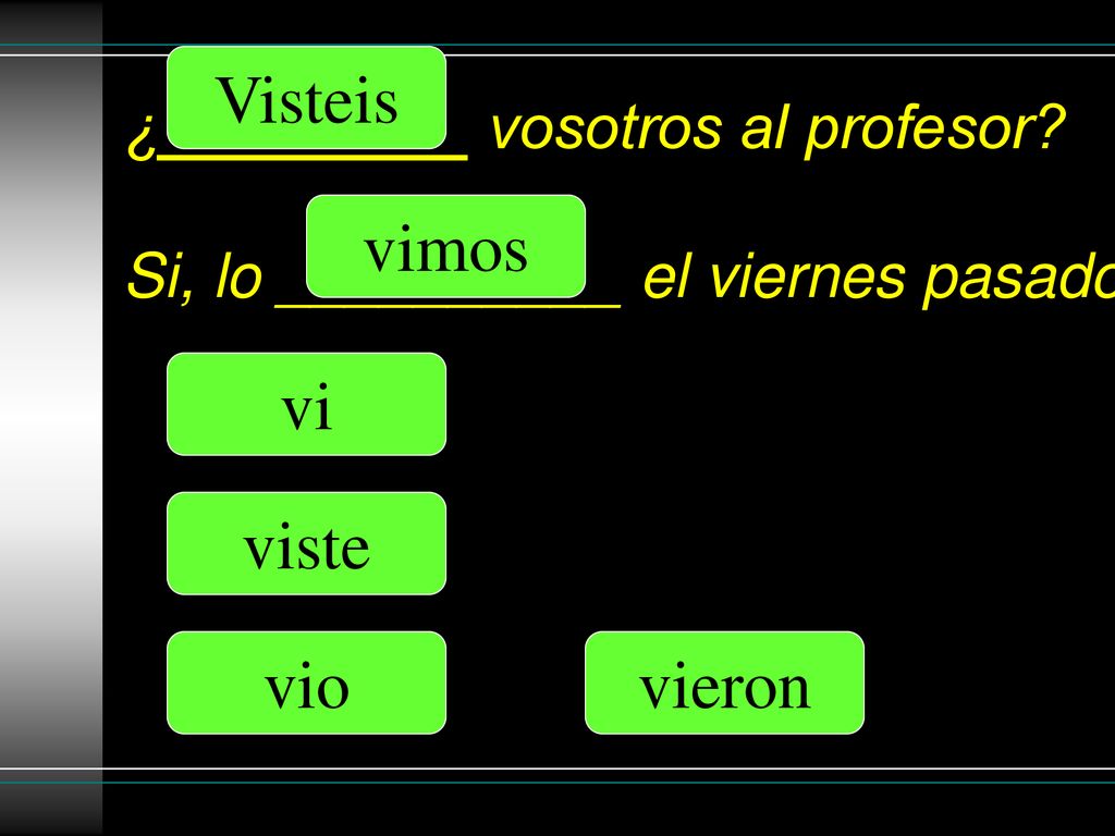 ¿_________ vosotros al profesor Si, lo __________ el viernes pasado.