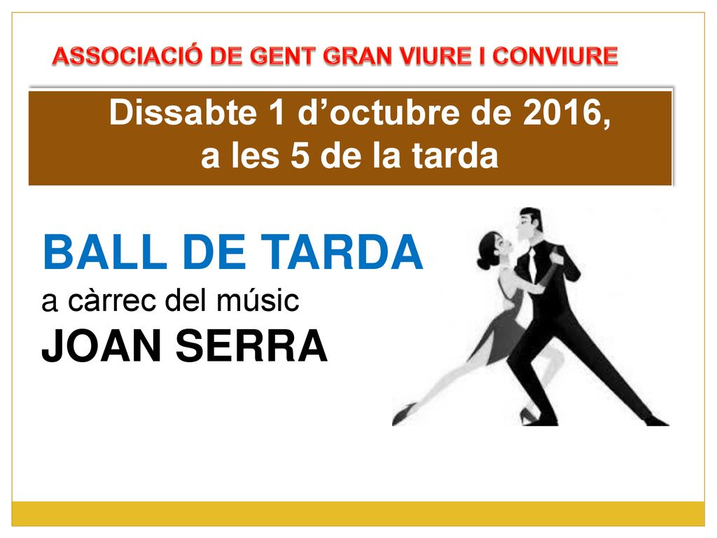 Dissabte 1 d’octubre de 2016, a les 5 de la tarda