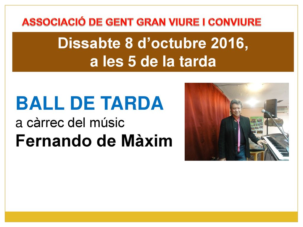Dissabte 8 d’octubre 2016, a les 5 de la tarda
