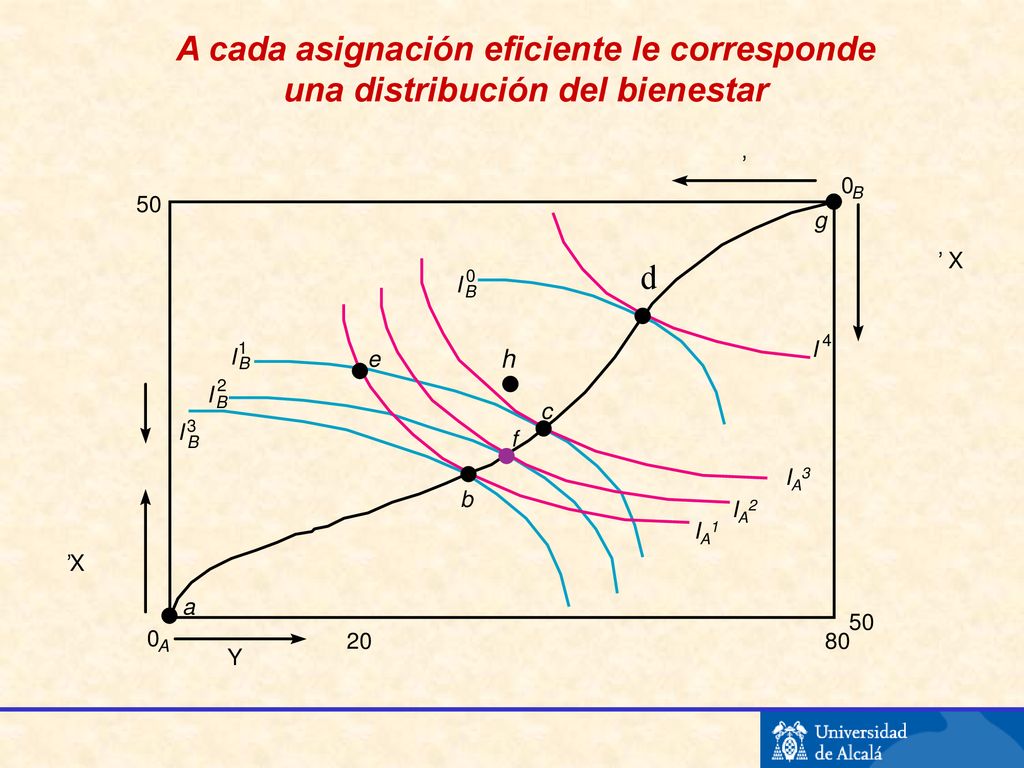 A cada asignación eficiente le corresponde una distribución del bienestar