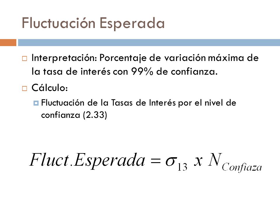 Fluctuación Esperada Interpretación: Porcentaje de variación máxima de la tasa de interés con 99% de confianza.