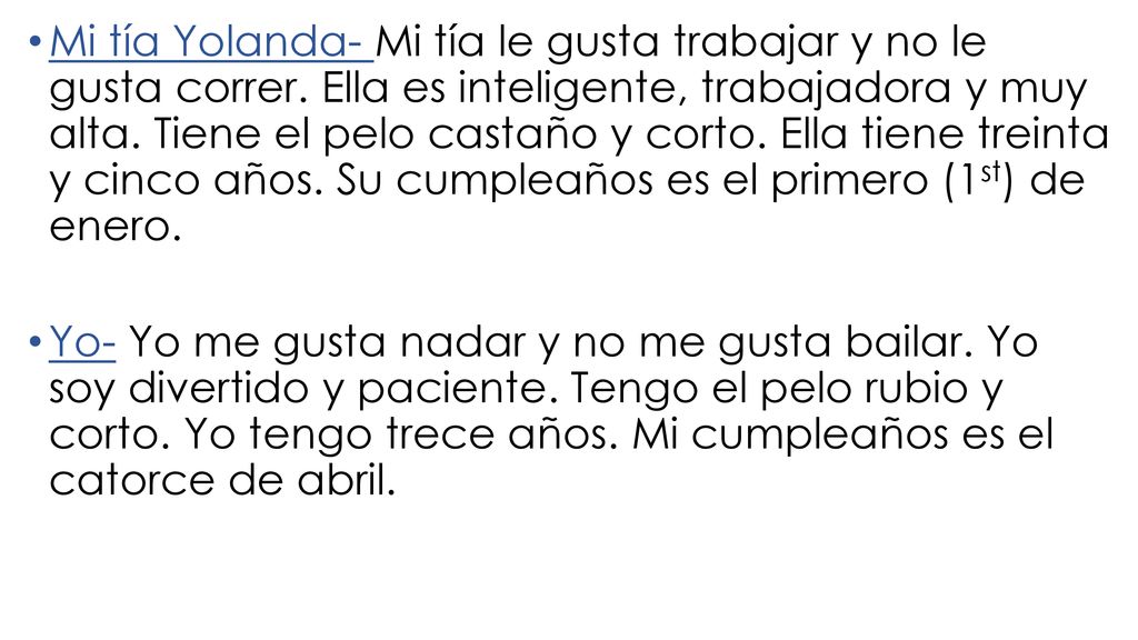 Mi tía Yolanda- Mi tía le gusta trabajar y no le gusta correr
