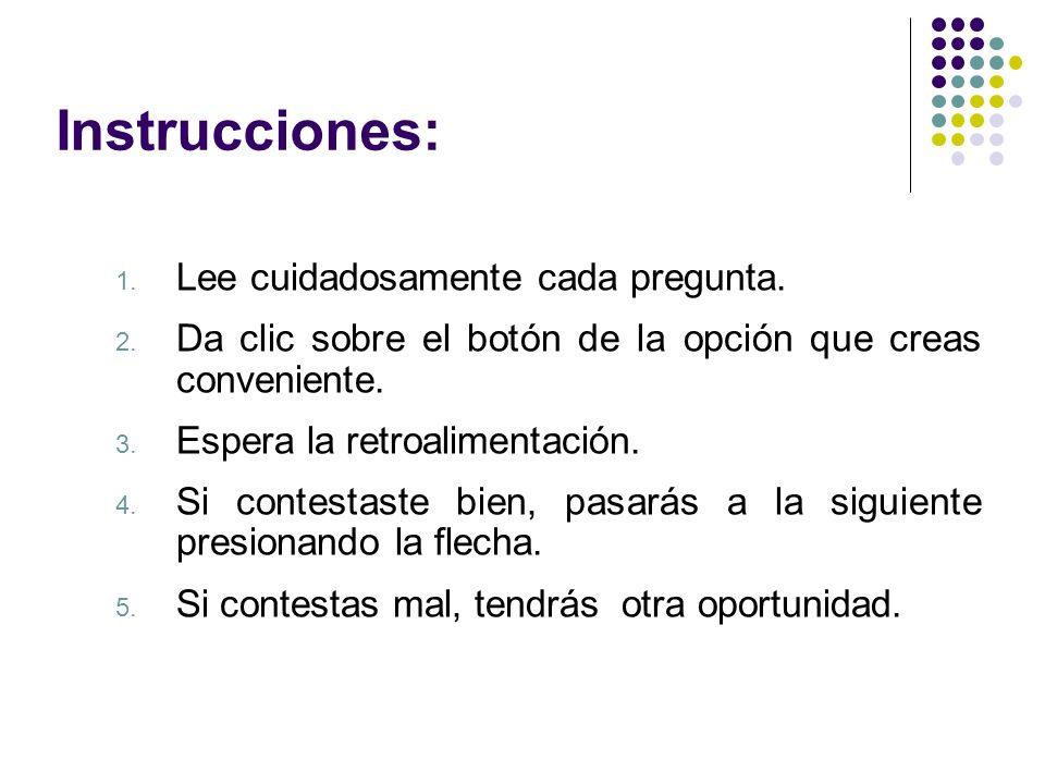 Instrucciones: Lee cuidadosamente cada pregunta.