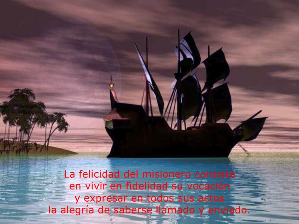 La felicidad del misionero consiste en vivir en fidelidad su vocación y expresar en todos sus actos la alegría de saberse llamado y enviado.
