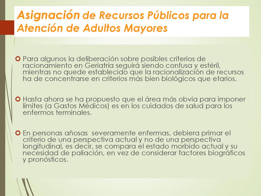 Asignación de Recursos Públicos para la Atención de Adultos Mayores
