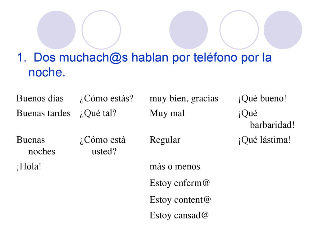 1. Dos hablan por teléfono por la noche.