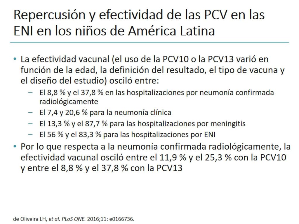 Repercusión y efectividad de las PCV en las ENI en los niños de América Latina
