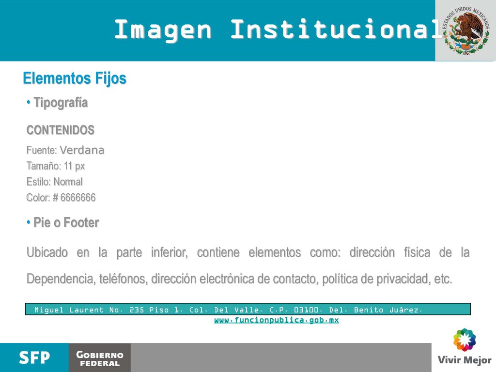 Imagen Institucional Elementos Fijos Tipografía Pie o Footer