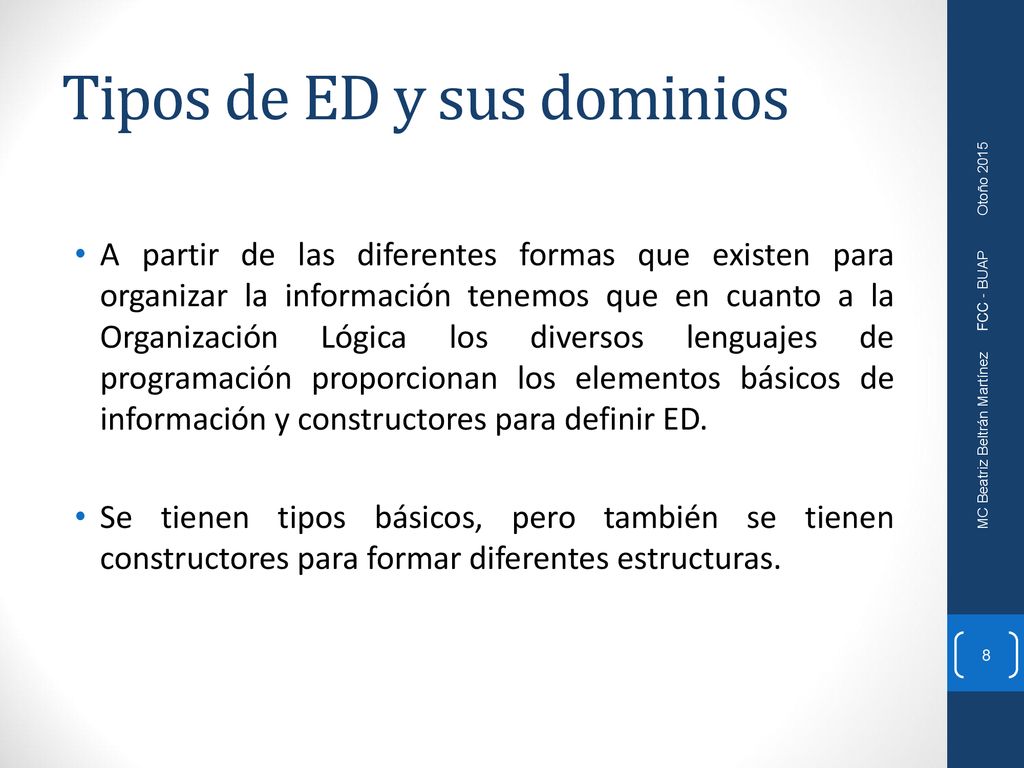 Tipos de ED y sus dominios