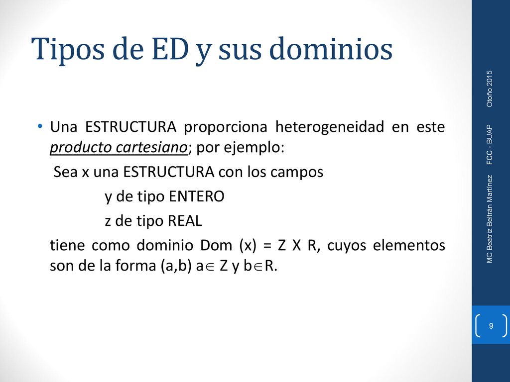 Tipos de ED y sus dominios